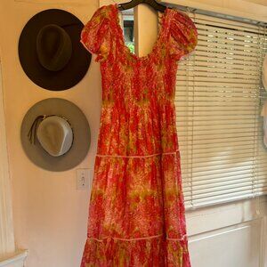 NWOT Size XS LoveShackFancy Pink Smocked Floral Dress